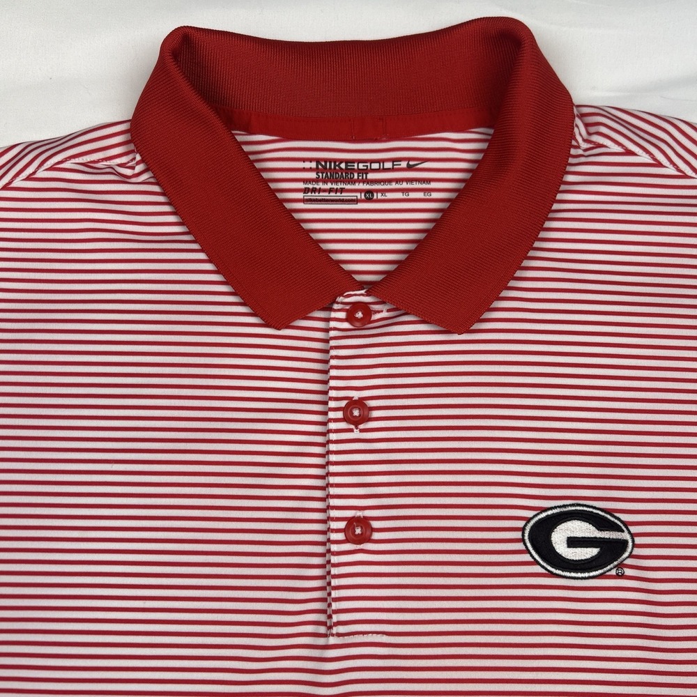 Nike Golf Georgia Bulldogs Men's Polo Shirt Size XL Red White Striped UGA - Picture 1 of 6